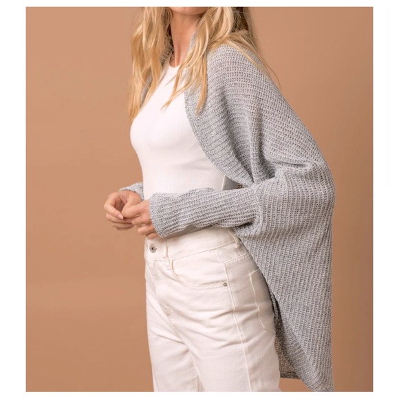 GATHER ME CLOSE OVERSIZED GREY KNIT CARDIGAN - Picture 2 of 3